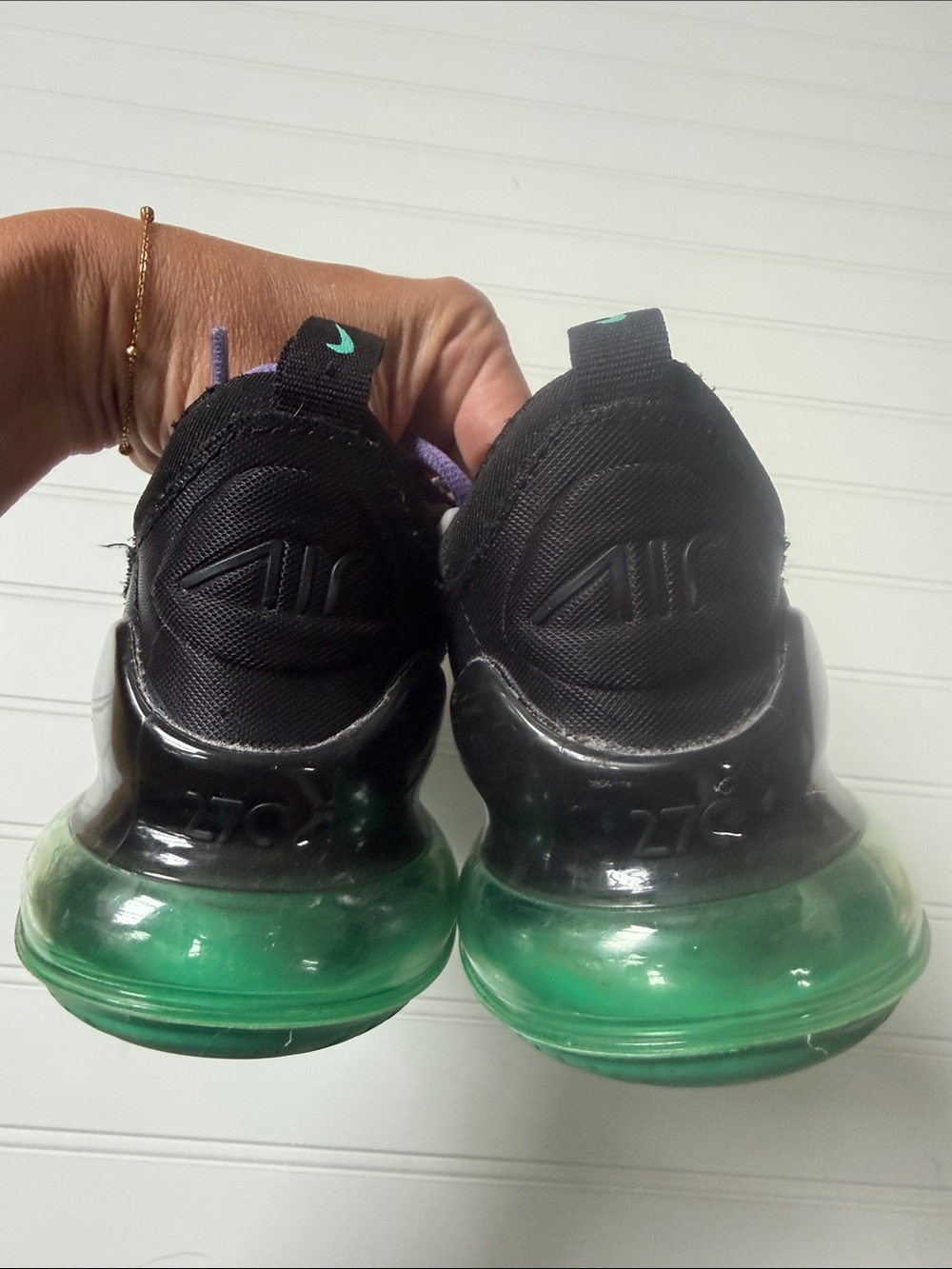Nike White, Black and Purple Air Max 270 Sneakers with Teal Accents - Picture 6 of 8